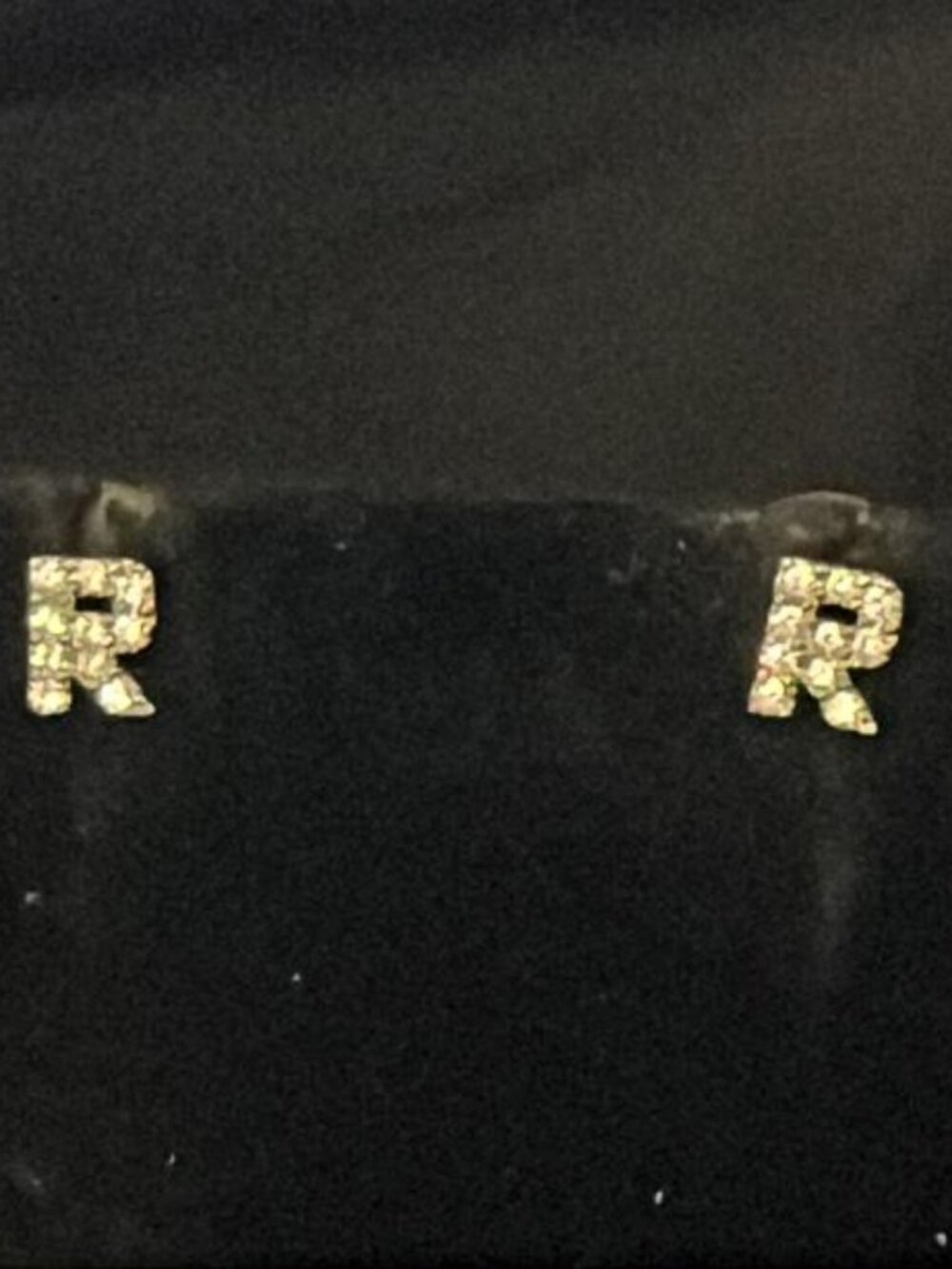 1/4" Embellished R Stud Earrings